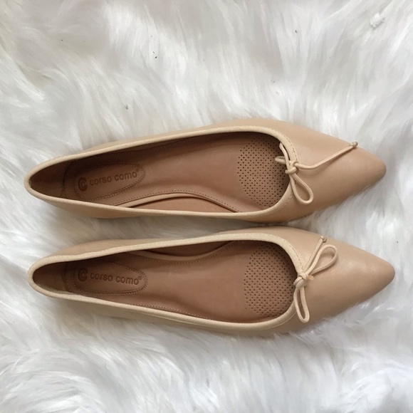tan leather pointed flats